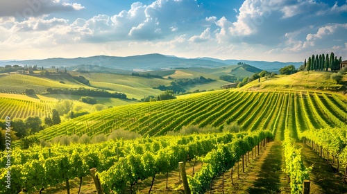 The green valleys of tuscan vineyards stretching