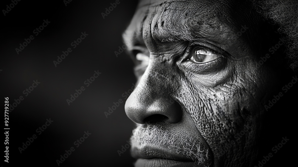 Stunning black and white portrait of a mature man, showcasing deep wrinkles and expressive eyes, capturing a moment of reflection. Stunning black and white portrait of a mature man, showcasing deep wrinkles and expressive eyes, capturing a moment of reflection.