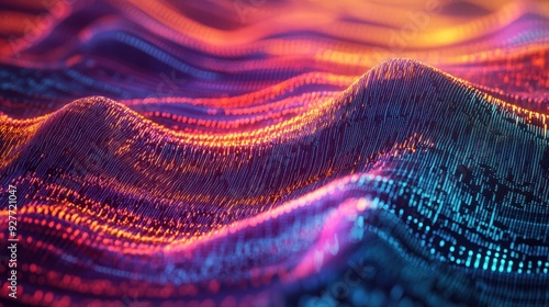 data of crypto waves 3d illustration of wavy lines in the information code field data flow cyber concept coding and technology