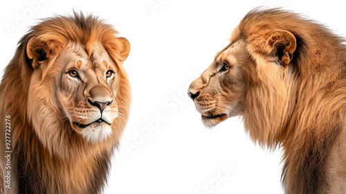 Majestic male lion isolated on a transparent background