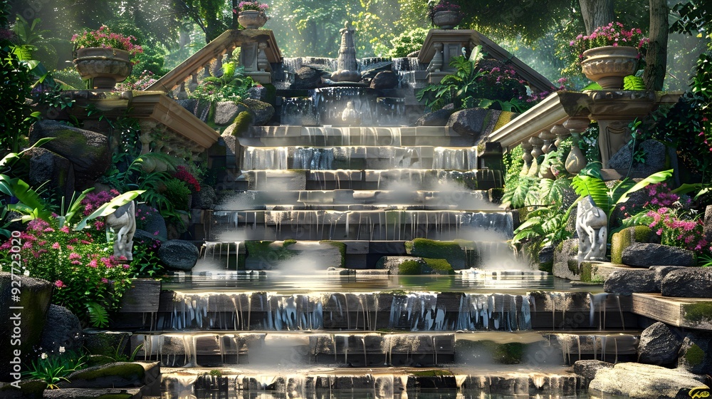 Water cascades are stepped withsque waterfalls Water cascades are stepped withsque waterfalls