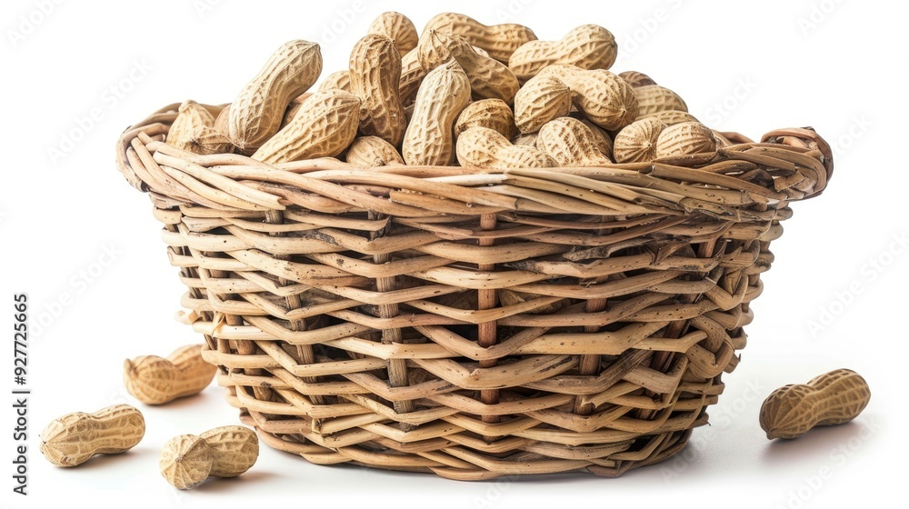 Peanuts in a white background basket Peanuts in a white background basket