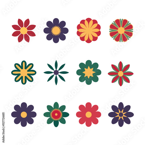 A collection of flowers with white background