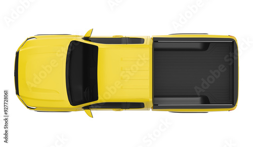 yellow pickup truck top view isolated