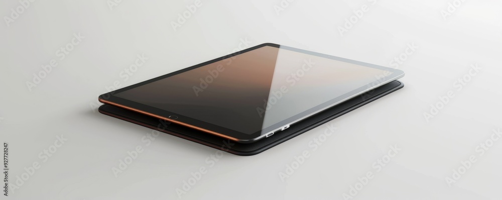 Modern digital tablet with cover on white background, 4K hyperrealistic photo Modern digital tablet with cover on white background, 4K hyperrealistic photo