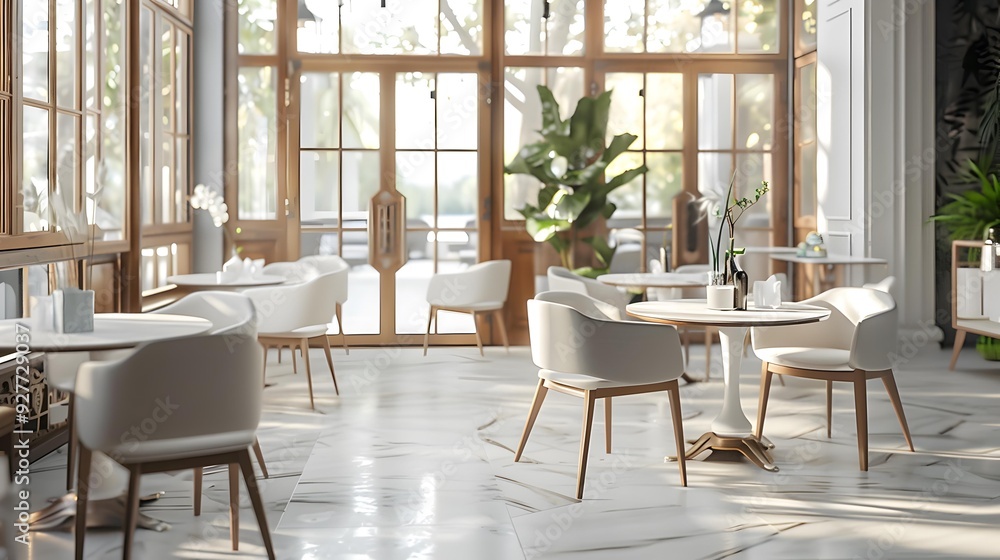 Fototapeta premium Stylish coffee shops stylish establishment with white marble
