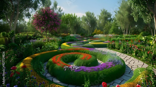 The labyrinth is winding and colorful and encourages photo