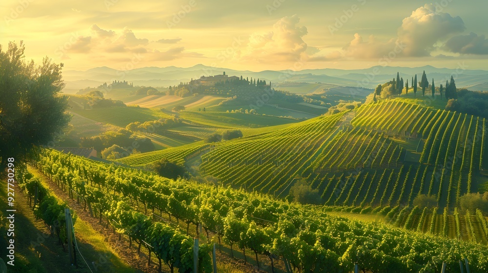 Fototapeta premium The landscape with manicured rows