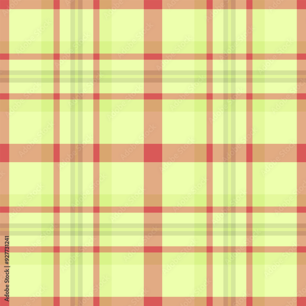 Fototapeta premium Vibrant check pattern plaid, store texture tartan fabric. Design seamless textile background vector in lime and orange colors.