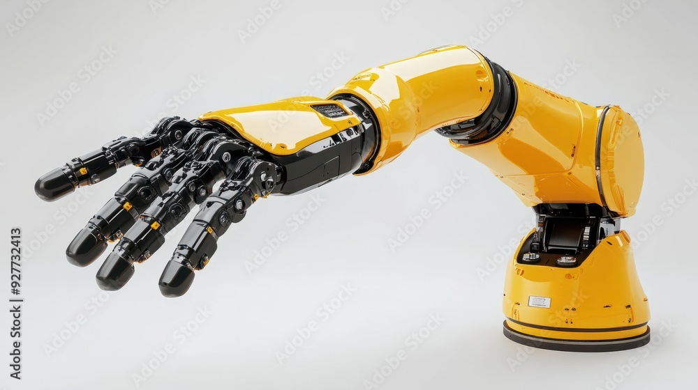 robotic arm 3d on white background. Mechanical hand. Industrial robot manipulator. Modern industrial technology