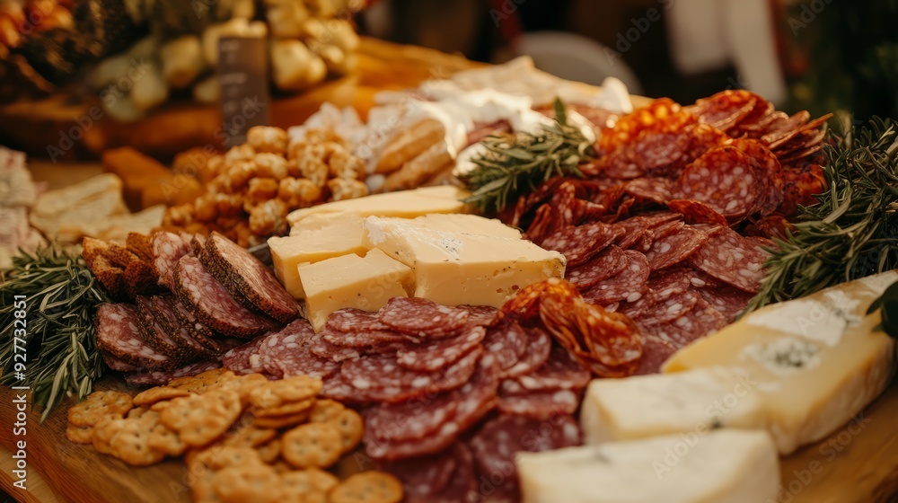 Meat, cheese and nutmeg wedding buffet with various snacks. Meat, cheese and nutmeg wedding buffet with various snacks.