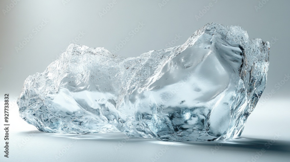 Glass in the form of ice, a large piece on a light background. Glass in the form of ice, a large piece on a light background.