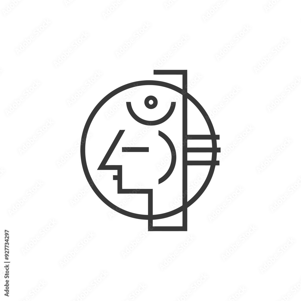 Abstract Line Art Illustration of a Human Head Abstract Line Art Illustration of a Human Head