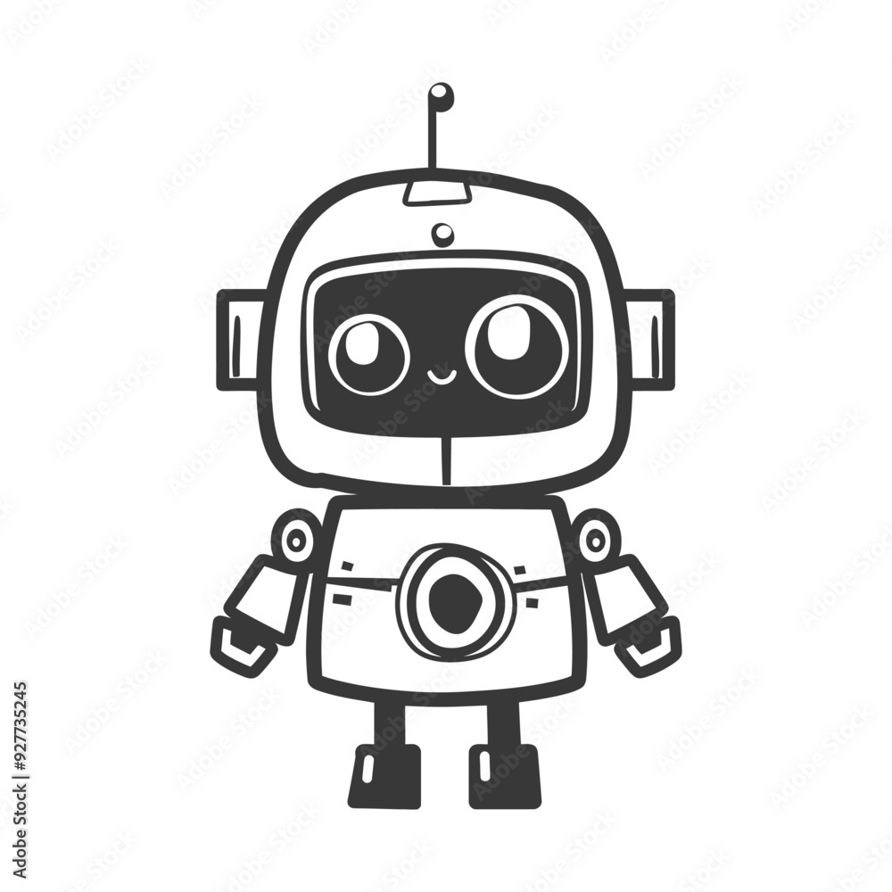 A cartoon robot with large eyes and a small antenna A cartoon robot with large eyes and a small antenna