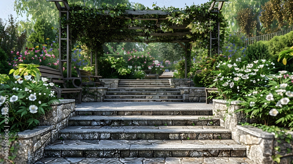 Stone stairs connecting different levels of the garden Stone stairs connecting different levels of the garden