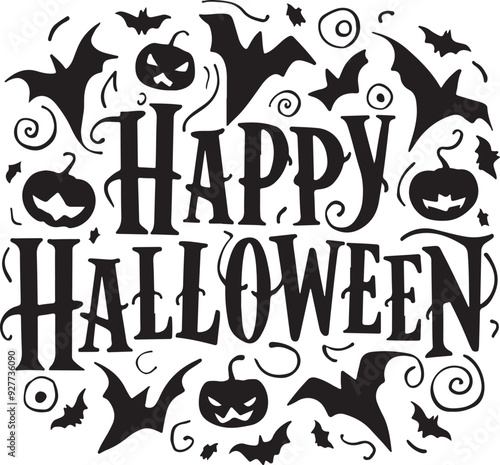 Happy Halloween Typography Vector Art & Illustration