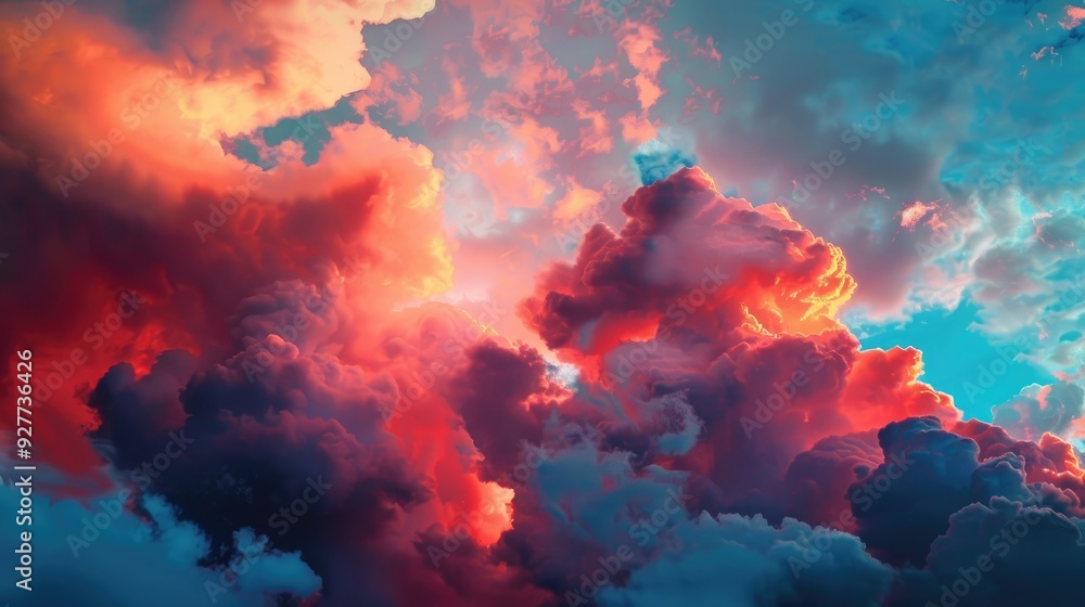 Fototapeta premium Red clouds against blue sky