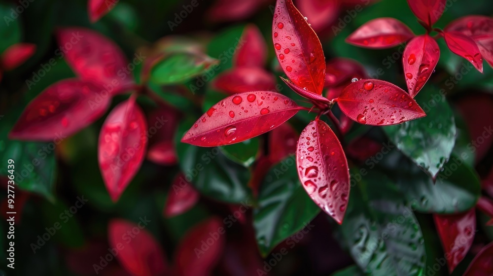 Red purpurata plant with green leaf backdrop Red purpurata plant with green leaf backdrop