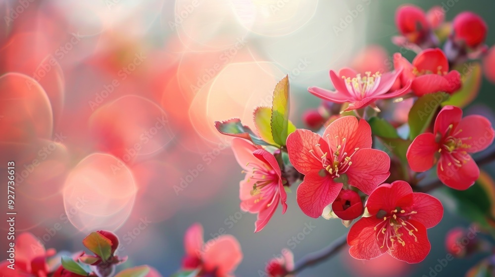Red flower blossoms with blurry background Red flower blossoms with blurry background