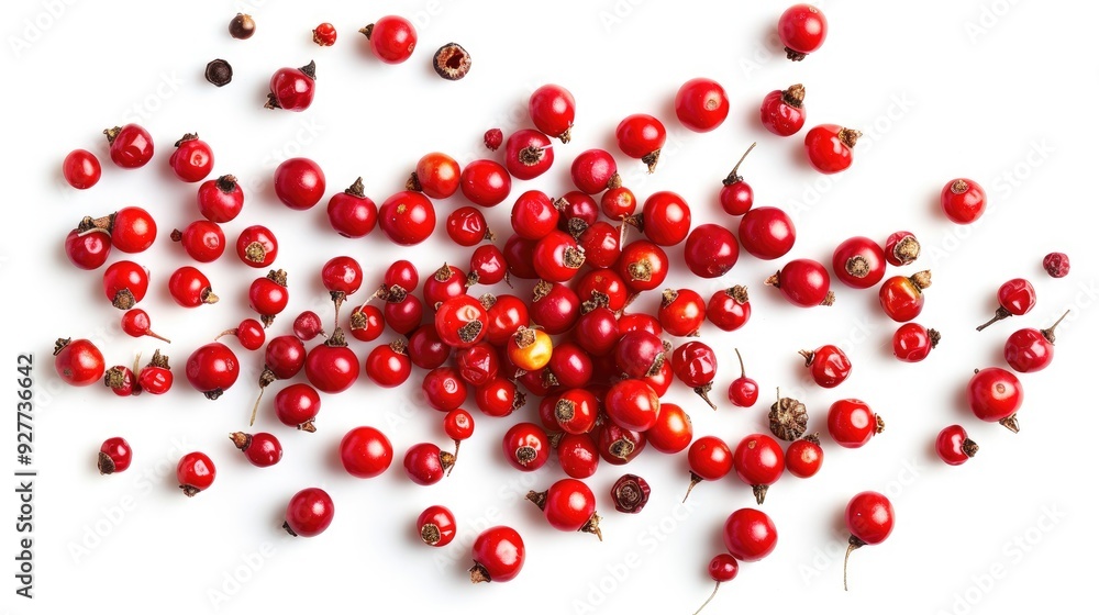 Red peppercorns on isolated white background Red peppercorns on isolated white background
