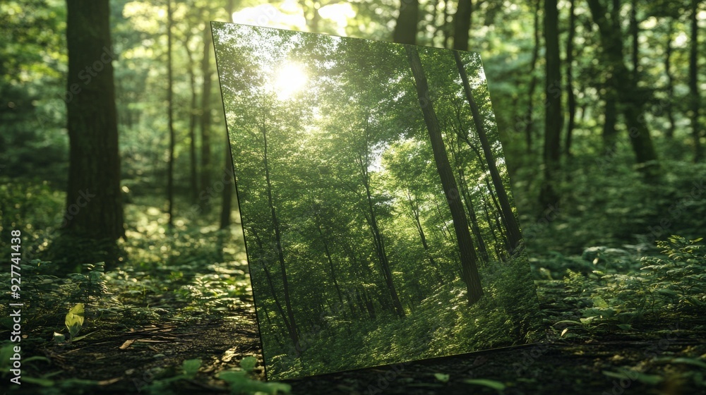 Fototapeta premium A sheet of glass intended for building houses, against a natural background.