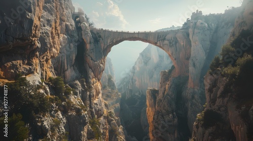 Unique bridges rising above deep canyons emphasize