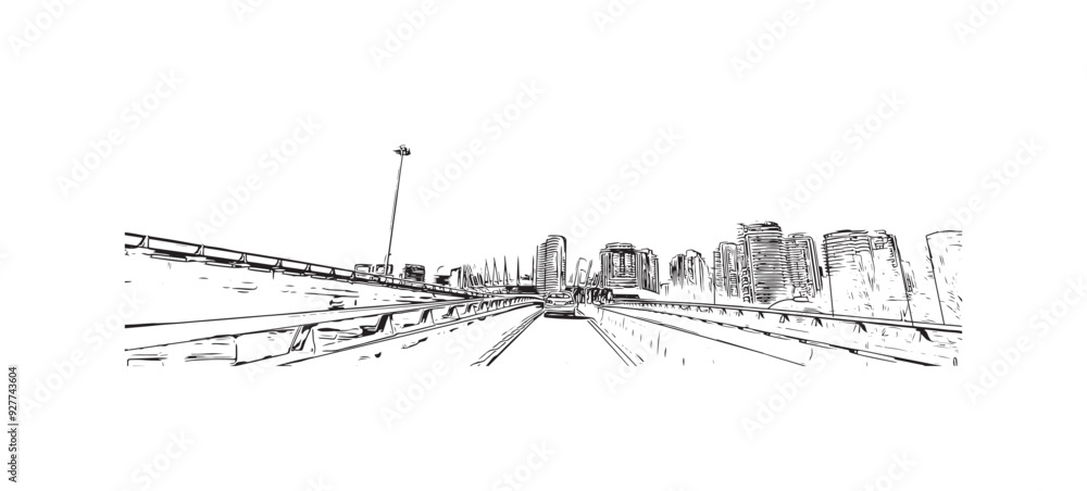 Print Building view with landmark of Stanley is the capital in Falkland. Hand drawn sketch illustration in vector. Print Building view with landmark of Stanley is the capital in Falkland. Hand drawn sketch illustration in vector.