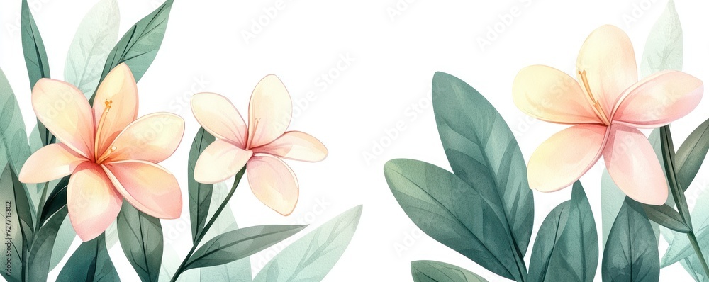 Beautiful floral arrangement featuring delicate pink blooms and lush green leaves, perfect for nature-inspired designs.