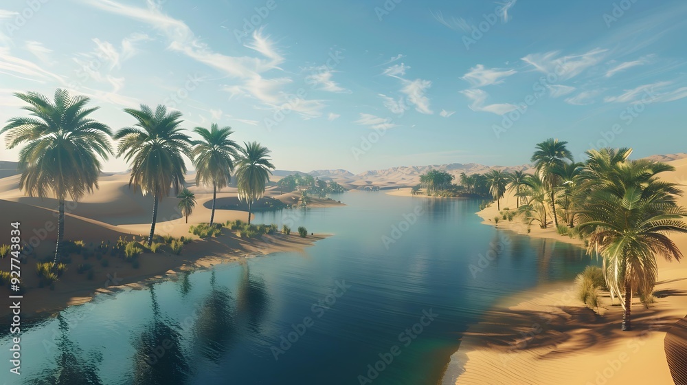 Fototapeta premium oases surrounded by endless sands offer amazing