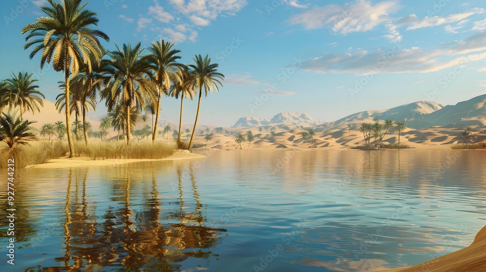 Obraz premium Incredible oases surrounded by sand dunes offer amazing