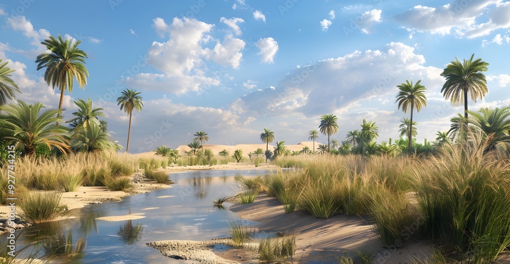 Obraz premium Incredible oases surrounded by sandy expanses offer amazing