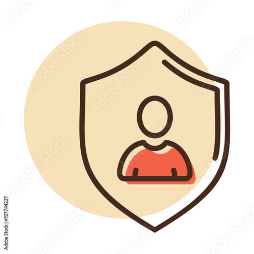 Privacy icon. Shield with person silhouette symbol