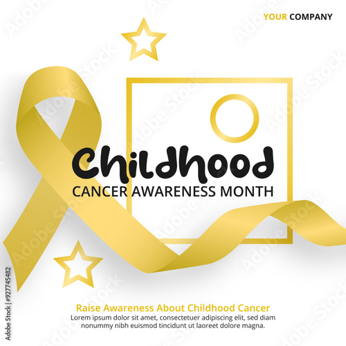 Childhood Cancer Awareness Month background with a yellow ribbon