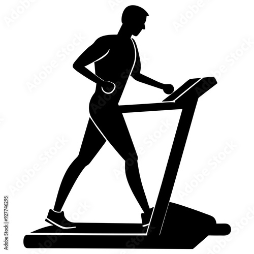 Treadmill a man silhouette art vector