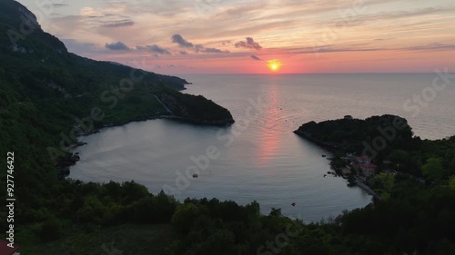 Sunset at Gideros Bay, a historical and natural bay dating back to the Genoese, Cide, Kastamonu, Turkey photo