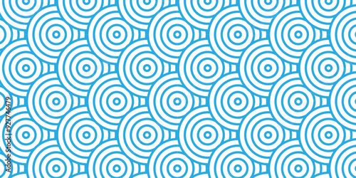 Abstract traditional geometric overlapping creative wave circle minimal lapping textile round vector texture. blue and white fabric element repeat swirl geometrical background.