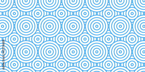 Abstract traditional geometric overlapping creative wave circle minimal lapping textile round vector texture. blue and white fabric element repeat swirl geometrical background.