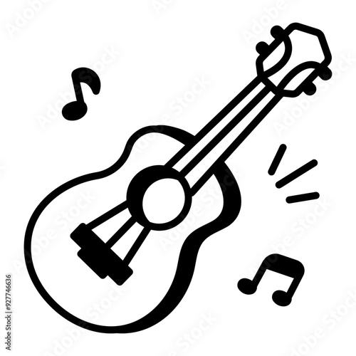 Guitar icon in doodle style 