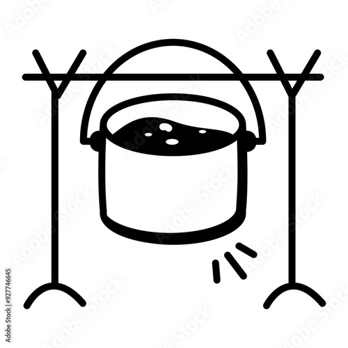 A sketchy style icon of camping pot