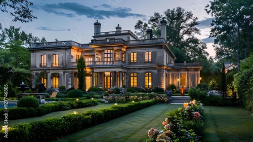 The mansion features classic architectural elements and exquisite