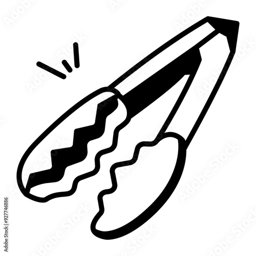 A doodle style icon of tongs 