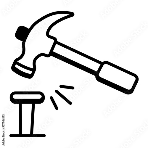 A sketchy style icon of nail fixing