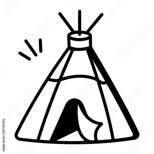A drawing style icon of camping tipi
