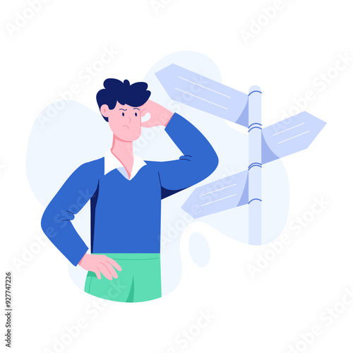 A flat character illustration of decision making 