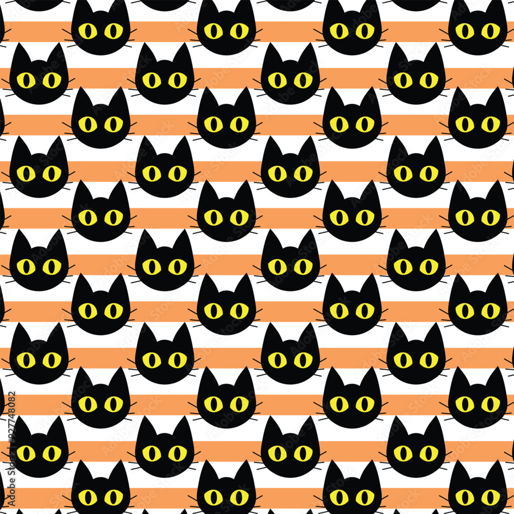 Cat seamless pattern. black cat vector isolated wallpaper background pink and white. Cat seamless pattern. black cat vector isolated wallpaper background pink and white.