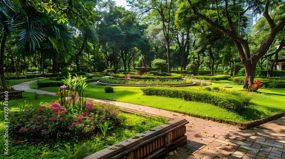 Fototapeta premium Parks in megacities serve as oases of nature