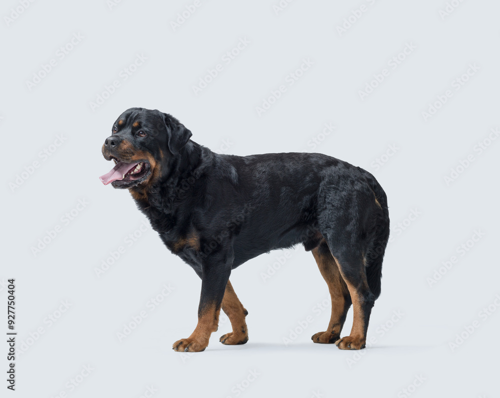 Beautiful healthy Rottweiler side view Beautiful healthy Rottweiler side view