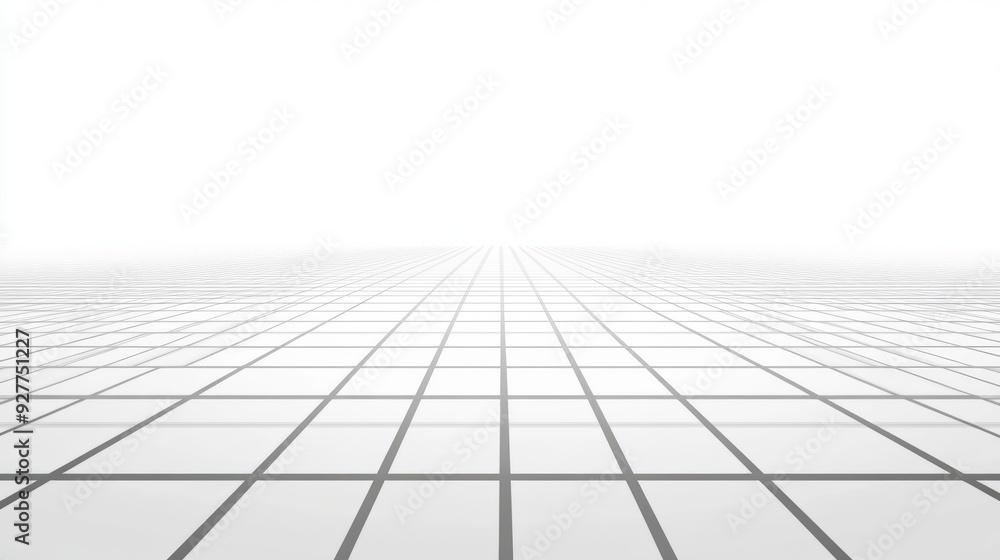 White background with gray perspective grid lines creating a square pattern. Template platform for technology, user in White background with gray perspective grid lines creating a square pattern. Template platform for technology, user in