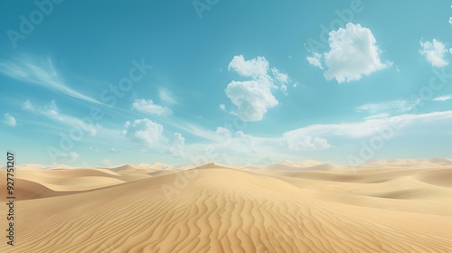 Landscape vast sand dunes stretching to the horizon photo