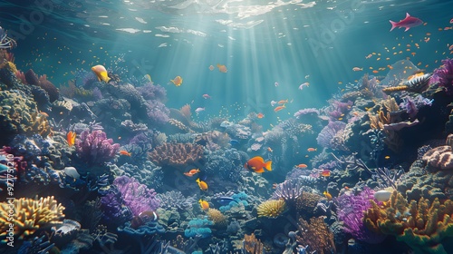 Landscape a vast underwater landscape filled with coral photo